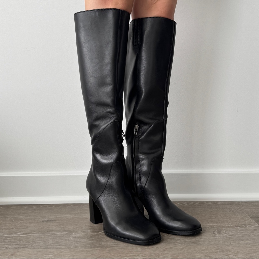 Dolce Vita Viral Knee High Black Leather Boots Fynn Boots Onyx Leather Size 6.5